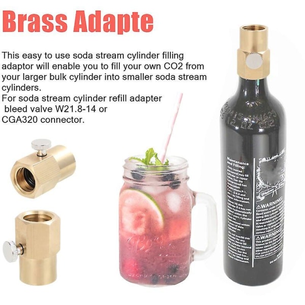 Mässingadapter för Soda Stream och Soda Club påfyllning W21.8-14