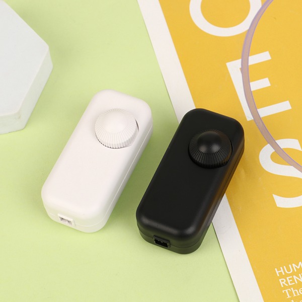 Inline LED Dimmerbryter med innebygd roterende PÅ/AV-knapp, svart