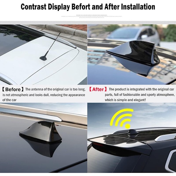 Pakke med 2 Shark antenne Universal bil i form Shark aleron antenne - Bilantenne med FM/AM radiosignal med vanntett selvklebende base for SUV lastebil