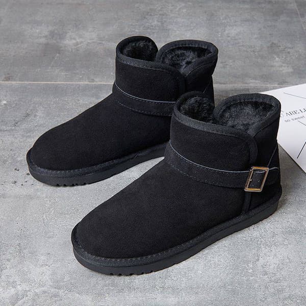 Snöboots, vintervarma hårda sulor hemskor, bekväma korta boots tofflor, plyschfoder 25cm
