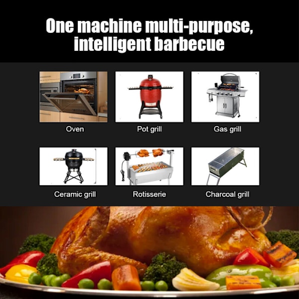 Trådlös köttermometer 150 m Smart köttermometer för grillat kött, rök, ugn, kök, ip67, vattentät, intelligent styrning via applikation,