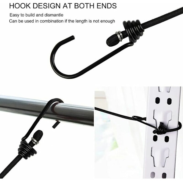 Udendørs vasketøj, linned reb, spændetråd til udendørs rejser og ferieture med 12 clips semi-coat holder 180-340cm justerbar med 12 tang (sort)