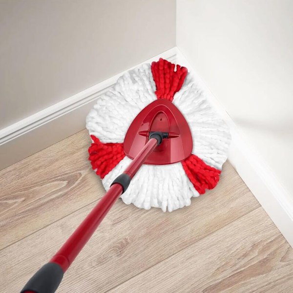 2 moppipään setti, yhteensopiva Vileda 2 in 1 Turbo Mopin varaosan kanssa, punainen, valkoinen.