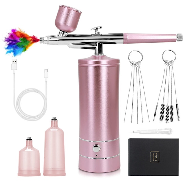 (Ruusukulta) Langaton airbrush-sarja kompressorilla, mini kannettava airbrush, ladattava kynsien airbrush, mallimaalaus