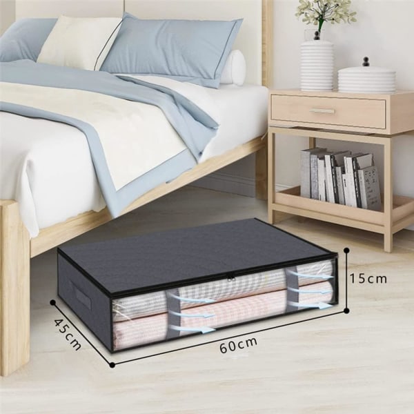 Set med 3 förvaringslådor under sängen, förvaringsväska för kläder, förvaringslåda under sängen, hållbar dragkedja och förstärkt handtag, för kläder, sängkläder, täcke, kudde,