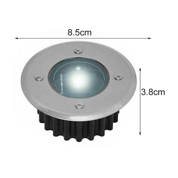 Sett med 6 solcelledrevne LED-spotter innebygd i bakken - diameter: 85 mm - rund - utvendig motstandsdyktig mot base - fasade i rustfritt stål
