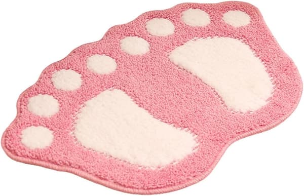 Badeværelsestæppe Dørmåtte Badeværelsestæppe - Søde Klofødder Toilet Badeværelse Brusebad Skridsikkert Måt Absorberende Hurtigtørrende Vaskbart Holdbart Tæppe - 40cm x 60cm (Pink