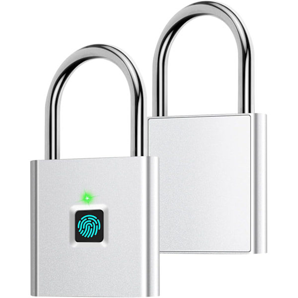 Silver - Fingeravtryckslås, Bluetooth APP-lås, Smartlås, Nyckellöst Biometriskt Lås för Ryggsäck, Cykel, Skåp i Skolan, Skåp i Gymmet.