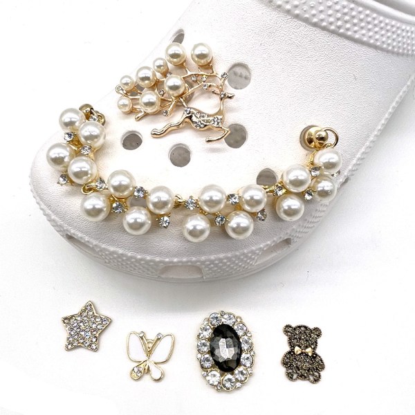 13 stykker 3D træsko sandaler ornamenter (rhinestone perle), sko charms