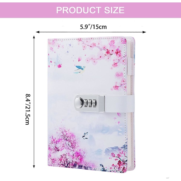 215x150mm Girl's Secret Notebook, Personal Diary with Code, Diary Notebook PU Leather Notepad for Office Student Stationery Birthday Gift