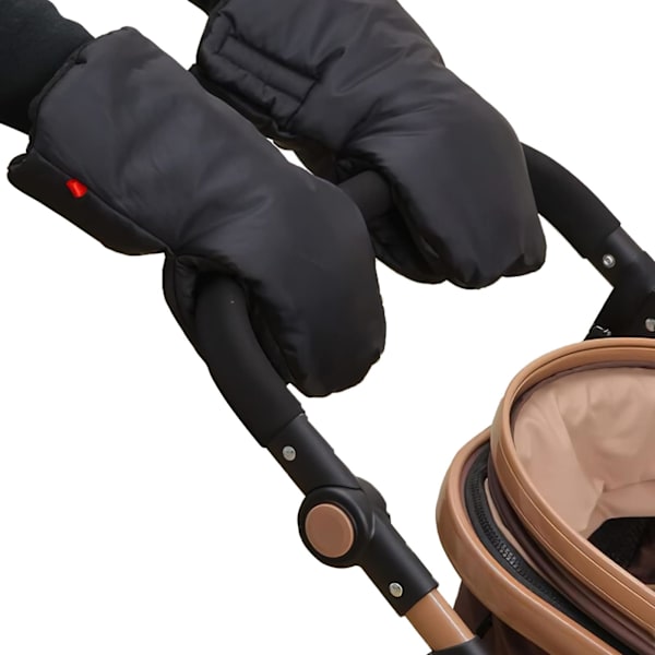 Vintervognhansker vanntette barnevognhåndtakhansker vintervarme barnevognhansker barnevogntilbehør fortykkede hansker (svart)