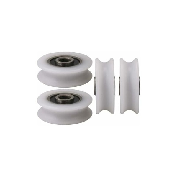 4 stk. 4x20x6,5x7,4mm Hvid Indvendig Dia 4MM U-rille Nylon Remhjul til Skydedør-