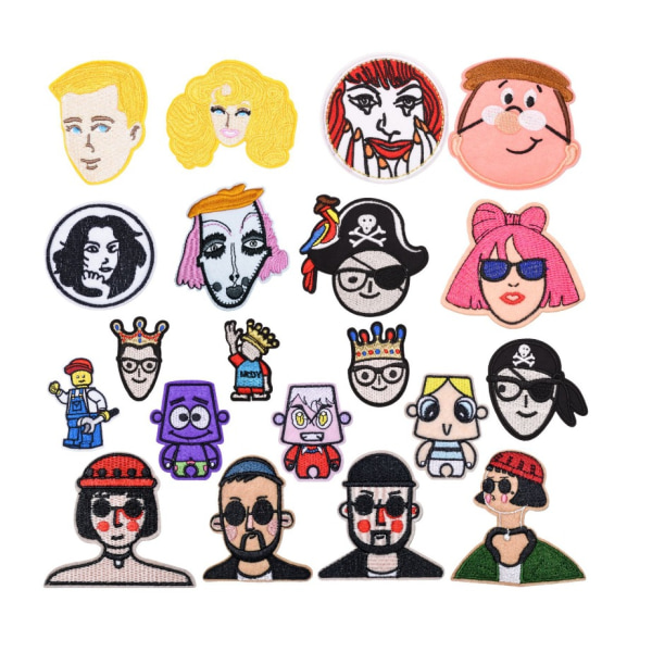 20 stk. Cartoon Character Computer Broderet Pirat Prinsesse Broderede Klædestickers