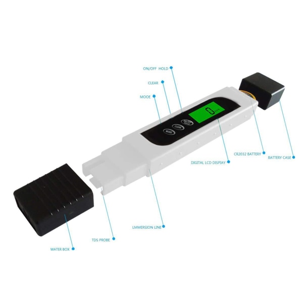 3 i 1 LCD Vattenkvalitetsmonitor Analysator Digital Vattenkvalitetsmätare Akvarium EC/TDS/Temp Flerfunktions Poolmätare