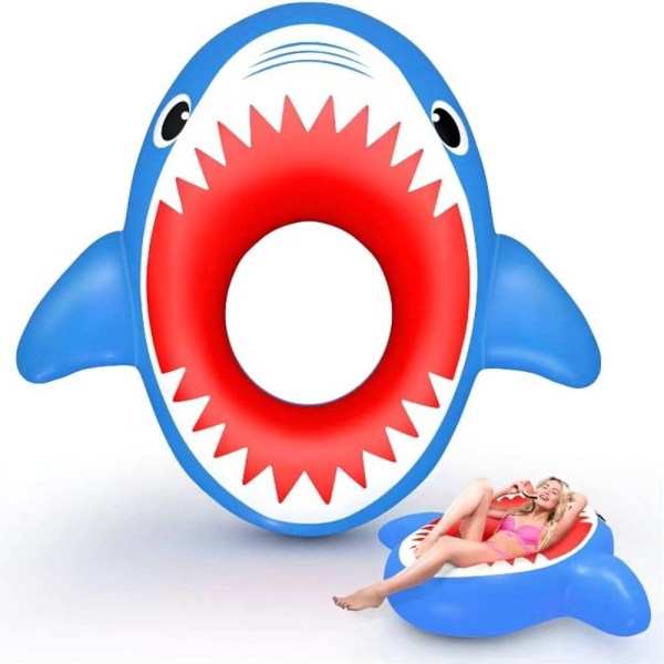 Inflatable Shark Buoy, Swim Bed, Inflatable Beach Float Toy, Inflatable Pool Mattress, Comfortable, Fun, Soft and Durable