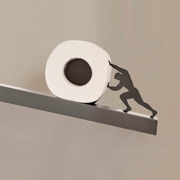 Toiletpapirholder i rustfrit stål, kreativ toiletrulleopbevaringsholder, Hercules badeværelsestilbehørsholder, 44 x 10 x 10 cm