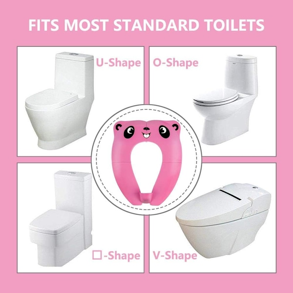 Baby Toiletsæde Reducerer - Rejse Foldbar Toiletsæde Bærbart Pottesæde Til Baby Børn (Pink)