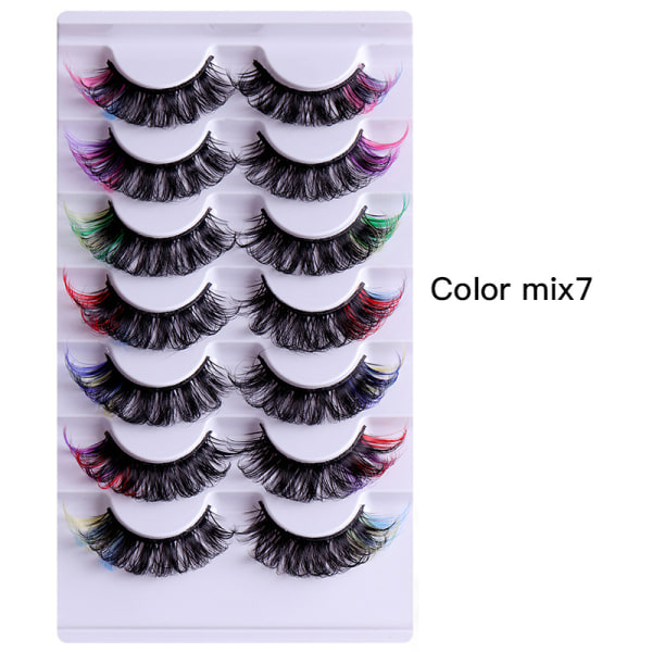 Farverige og tætte falske øjenvipper (7 farver) Naturlige 3D-vipper