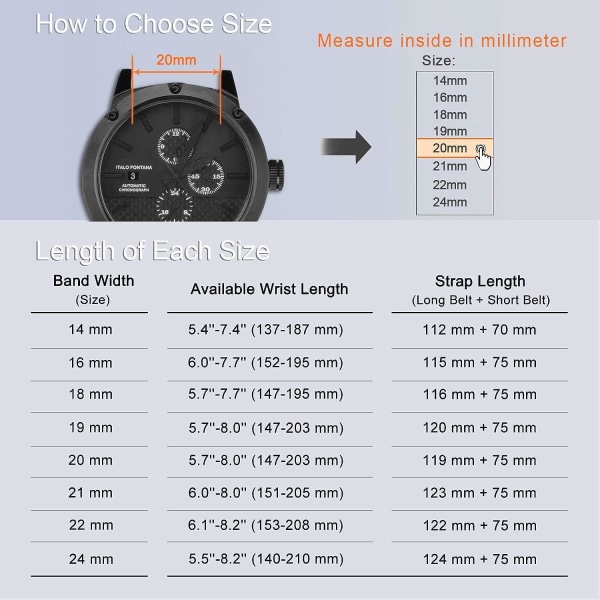 20mm, Silikoniset rannekkeet mustalla soljella, pikalukitus, vaihtoehto naisille ja miehille