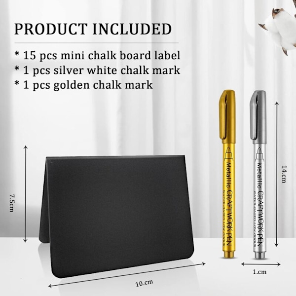 Mini svart tavla, mini displaypanel, 25 stycken mini skifferplastkrita, mini svarta bord, mini svart bordskylt, för buffé, bröllop, bageri, par