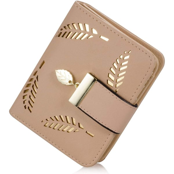 Lommebok for kvinner, liten sammenleggbar kvinnelig myntveske i skinn med Cas