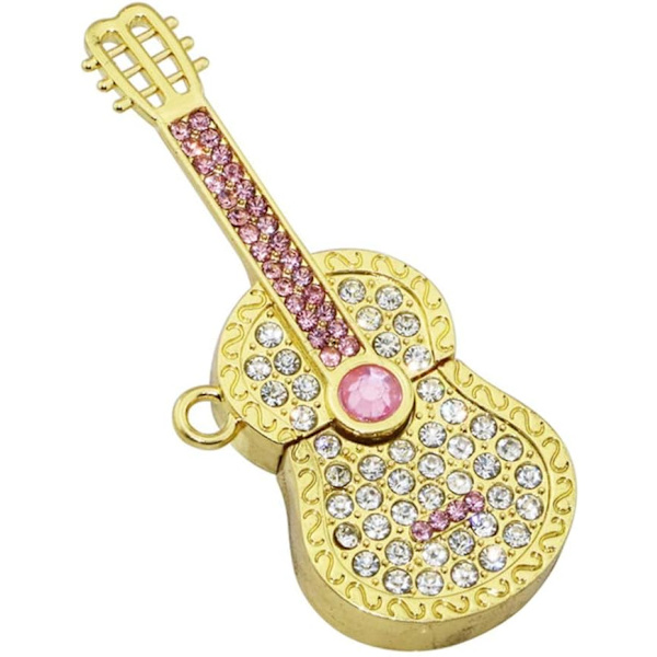 8 GB metallgitar USB-minnepinne (gull), modell 3.0 USB-flash-minnepinne, datalagring minnepinner