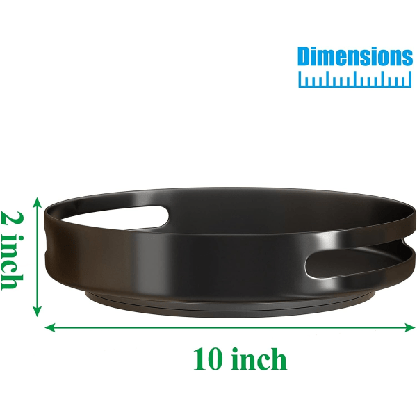 Skivspelare i metall för skåp, roterande kryddställ för skafferi, skåp, organiseringsbord, 25 cm, svart