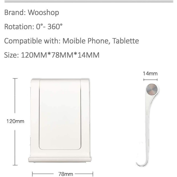 Telefonholder skrivebord justerbar 360° sammenleggbar telefonstativholder for 4-9 tommer iPhone 13 Mini Pro Max 12 11 Pro X XS XR 8 7 Galaxy S21 Ultra S20 S9 S