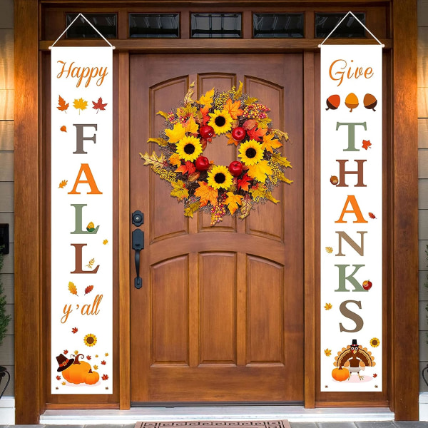 Höstdekor Höstdekorationer för hem Glad höst Y'all Ge tacksamhet Veranda banderoller för Thanksgiving dekorationer Välkommen höst skyltar