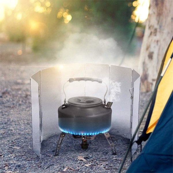 Sammenfoldelig aluminiumsvindskærm, 10 plader udendørs campingvindskærm, ultralet bærbar komfur til campingkomfur, picnic gaskomfur osv.