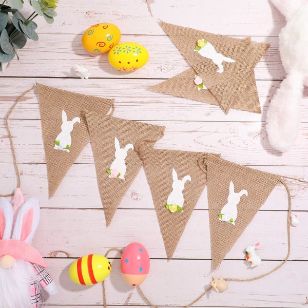 Pääsiäisbanneri Burlap Garland Banner, Burlap Bunny Garland pääsiäiskoristeluun Takka Kotitoimisto Koulu Ulkoilmajuhlatarvikkeet