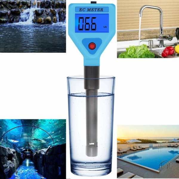 Digital EC Meter Aquarium Conductivity Meter Vandkvalitetstestenhed Svømmebassin Drikkevand EC Tester