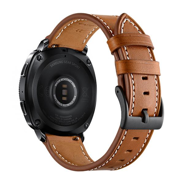 Læderrem, ægte læderrem, egnet til Samsung Watch 3/4, 22mm (brun)