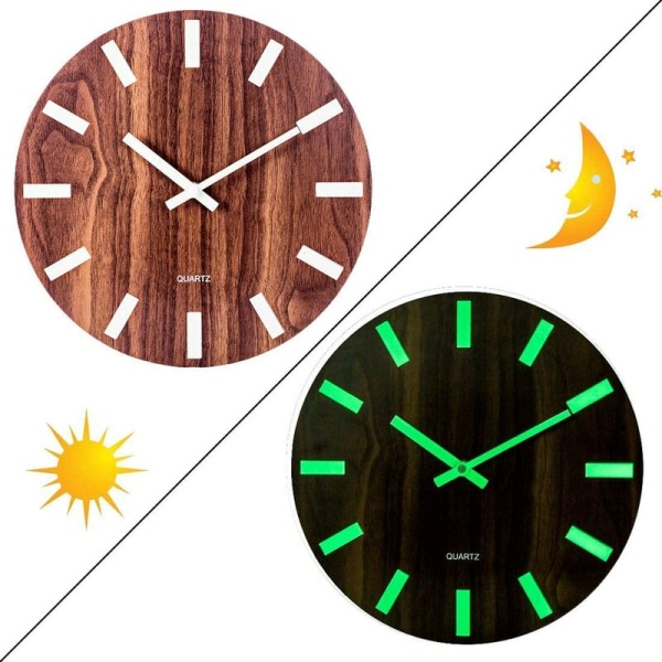 Luminous Silent Wall Clock Väggdekoration för vardagsrum Kök Kontor - diameter 30 cm - (Typ 3)