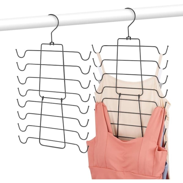 Sett med 2 kleshengere for tanktopper, BH-er, garderobe og oppbevaring for å spare lagringsplass for camisoler, tanktopper, BH-er, badedrakter, stropper kjole,