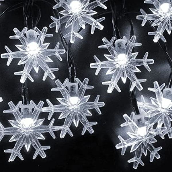 100 LED Solar Christmas Snowflake Lights Outdoor, 39 FT Solar Pow