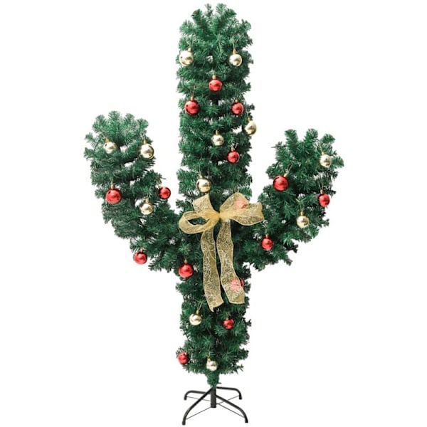 Julkaktus med Ställning och LED Grön 150 cm PVC