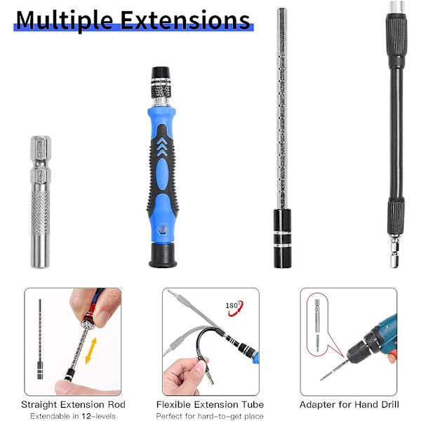 Precisionsskruvmejselset, skruvmejselset professionella reparationsverktyg 115 i 1 set multifunktionell magnetisk skruvmejsel för Iphone Laptop Mac Watch To