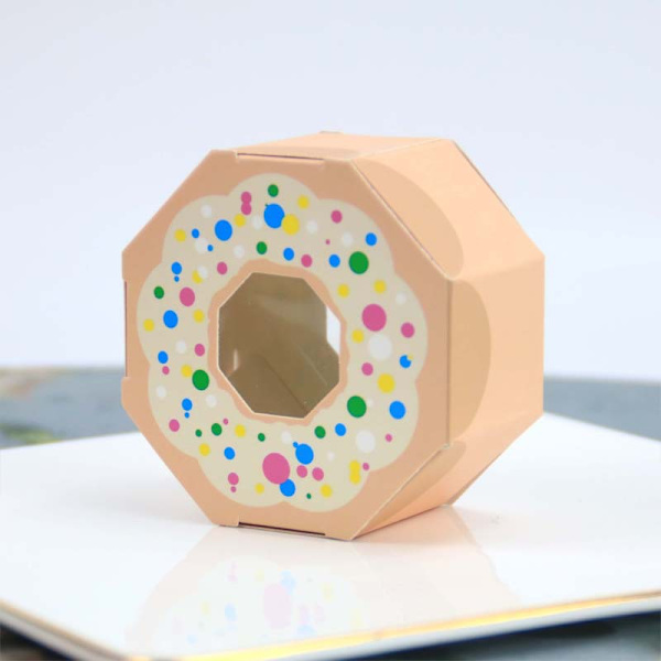 (champagne farve) 50stk tegneserie donuts polygonale æske, pap g