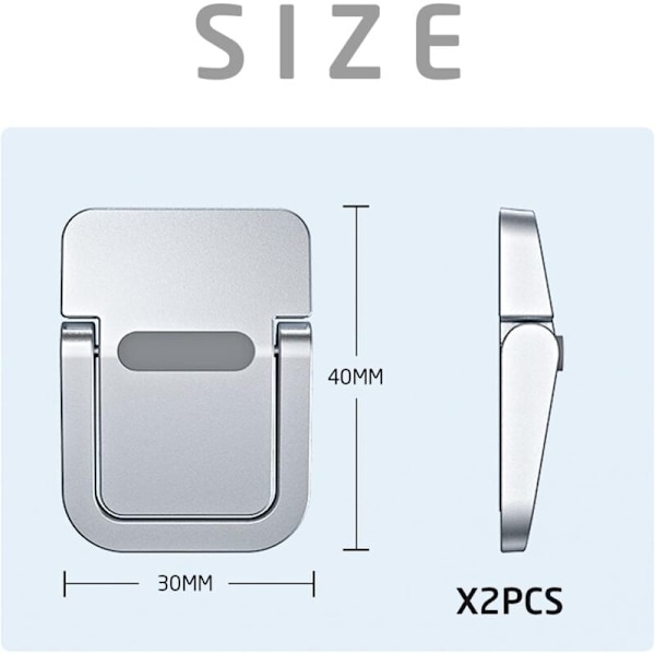 2-delat laptopstöd, hopfällbart stöd, självhäftande datorstöd, ergonomiskt och osynligt, kompatibelt med många laptops (silver)