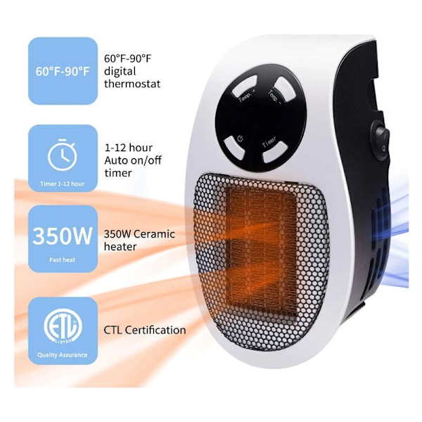 1 stk. Ekstra varme keramisk varmevifte 500W, stille radiator, økonomisk elektrisk miniovn med termostat, baderomsovn, soverom