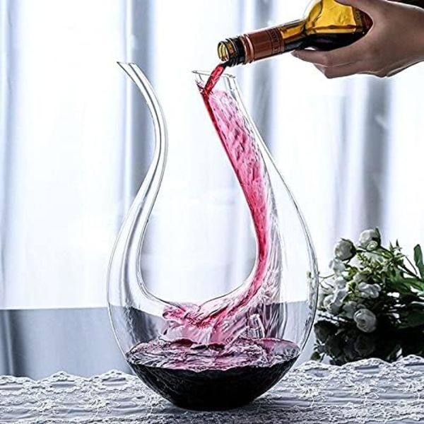 Vinkaraffel, 1,5L U-Formet Klassisk Vinkaraffel, Rødvin Karaffel, Vingaver, Vintilbehør