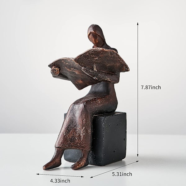 Hemdekor Läsande Staty, Tänkare Staty Staty Vardagsrum Kontor Bibliotek Skåp Dekoration (W Brons)