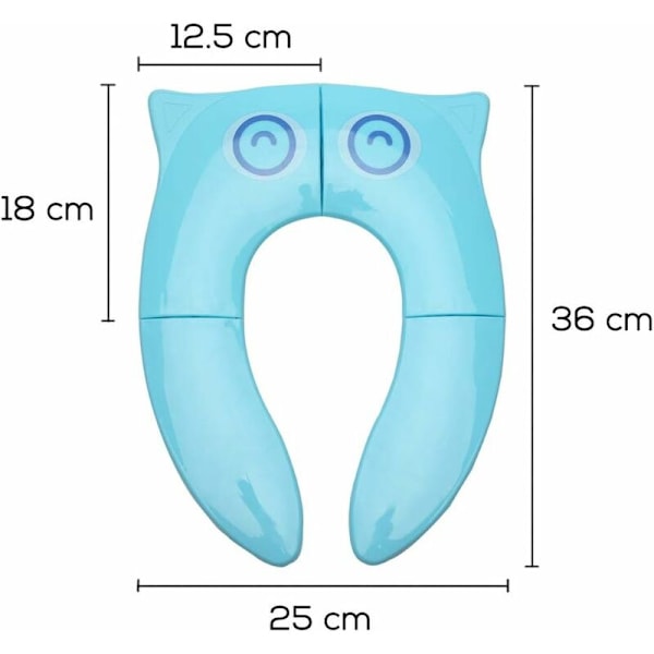 Sammenklappelig børnetoiletreduktion bærbar babytoiletsæde komfort PP-materiale med 4 skridsikre silikonepuder og 1 bæretaske (store øjne-blå)