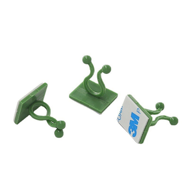 100 st klätterväxtstöd clips, självhäftande växtclips, gröna vinväggfästen, väggfixare, stöd krok clips