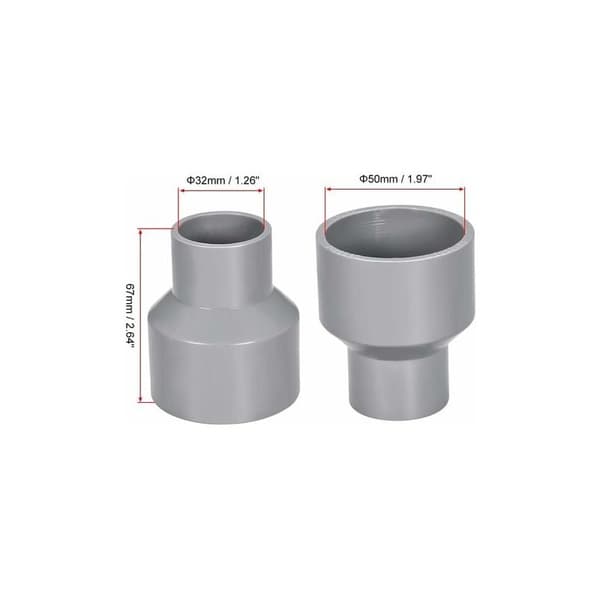50mm x 32mm PVC Rør Reduksjonskobling Muffe-til-Muffe DWV Grå 5 stk