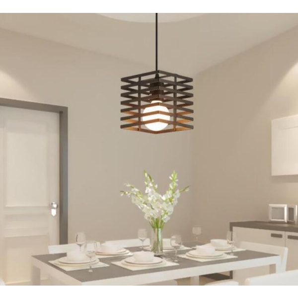 Hengende lampe, lysekroneKreativ personlighet enkel moderne industriell stil smidd jern lysekronehode (svart, uten lyskilde)