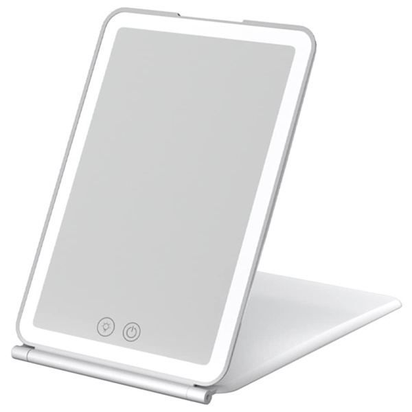 LED Kosmetisk Spegel, Bärbar Fällbar Laddningsbar Förstorande 1X 3X 3 Färg LED Ljus Dimbar Touch Screen Resespegel för Kvinnor och Flickor