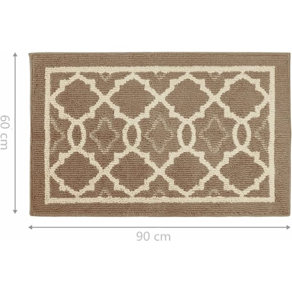 Innerdörrmatta, modern absorberande entrématta, Maskintvättbar halkskyddad, inner- och ytterdörr (60 x 90 cm, beige)