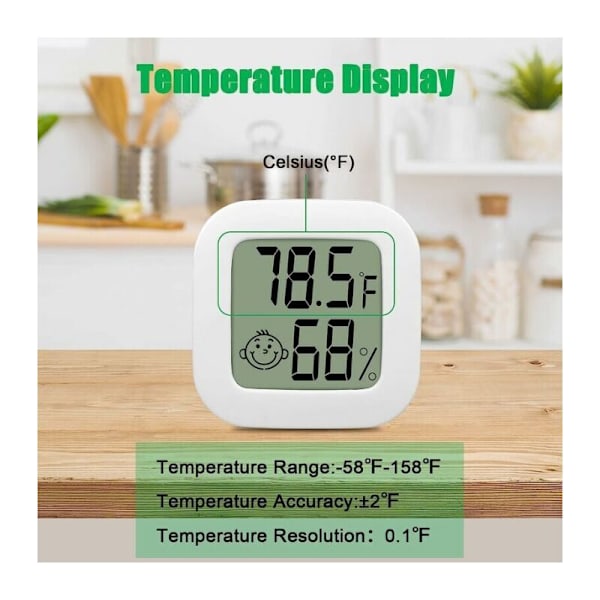 5 stk. mini termometer LCD bærbar hygrometer indendørs temperatur fugtighed, høj præcision -58 ℉ -158 ℉ 10% 99% HR digital fugtighedssensor til livin